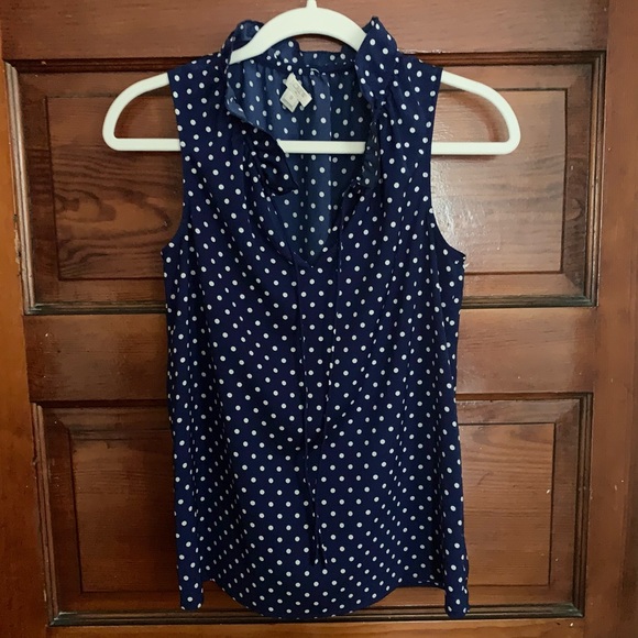 j crew | polka dot sleeveless shirt - Picture 2 of 9